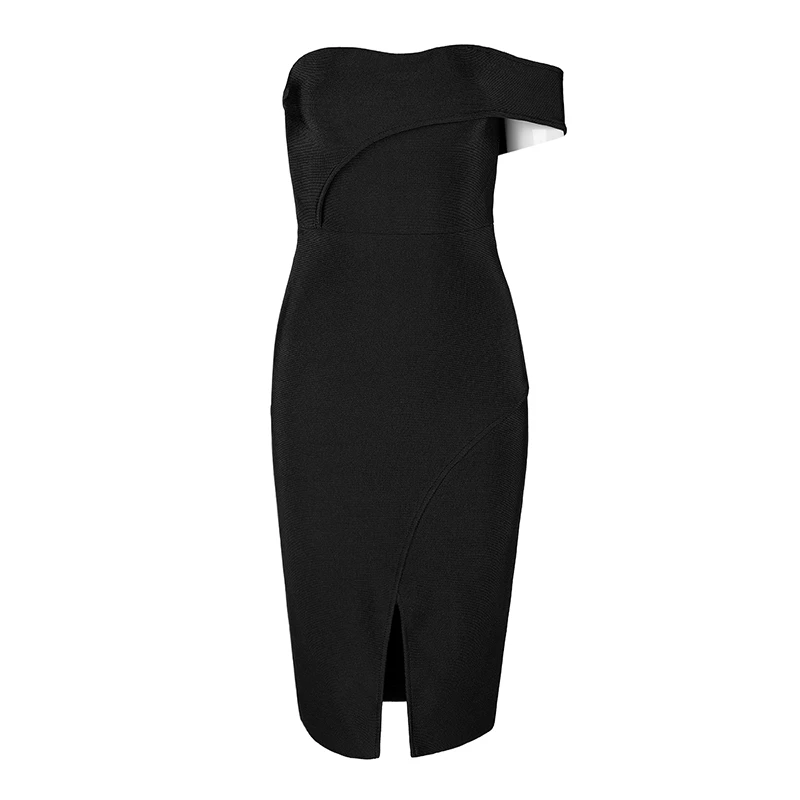 INDRESSME, Vestidos, женское модное сексуальное Бандажное платье, на одно плечо, с разрезом, бодикон, вечерние платья до колен, Осенние