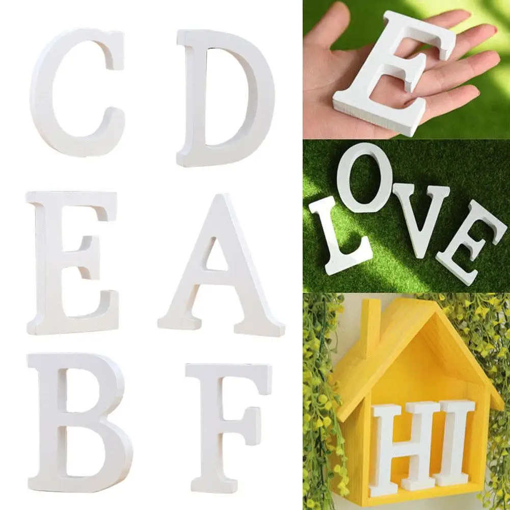 

Hot 1Pc Wooden English Letters Ornament White Wedding Party Decorations Alphabet Shape DIY Baby Shower Mariage Decoration Gift