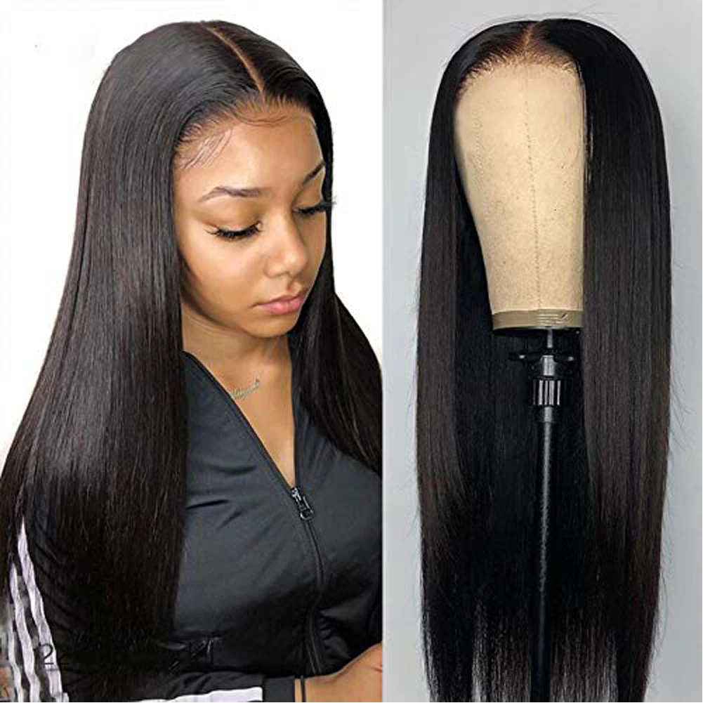 

RONGDUOYI Silky Straight Wig Glueless Lace Wigs Resistant Fiber Hair Long Synthetic Lace Front Wig Black Cosplay Wigs For Women