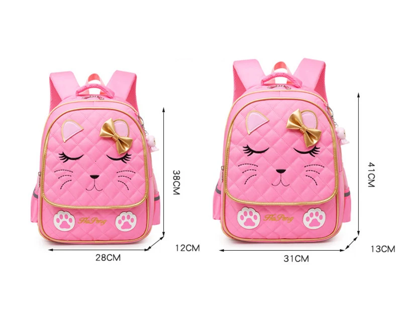 Orthopedic Cute Cat School Bags For Girl Cartoon Pupils Backpacks Children Waterproof Schoolbags Thicken Shoulder Strap Mochila