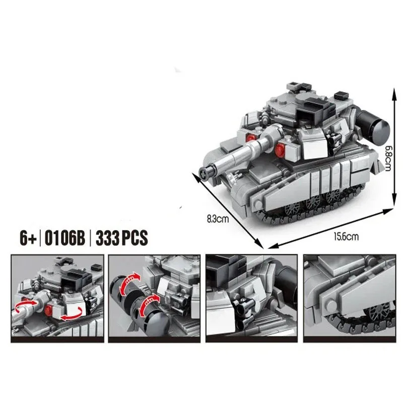 

Military series WW2 army Cartoon T-90 M1A2 main battle tank SWAT DIY Model Building Blocks Bricks Toys Gifts