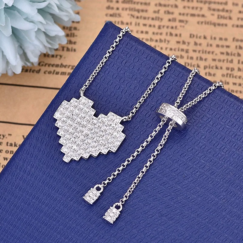 

New Cute Sweet Heart Pendant Necklace For Women Crystal Love Statement Necklace Zircon Collares Zk30