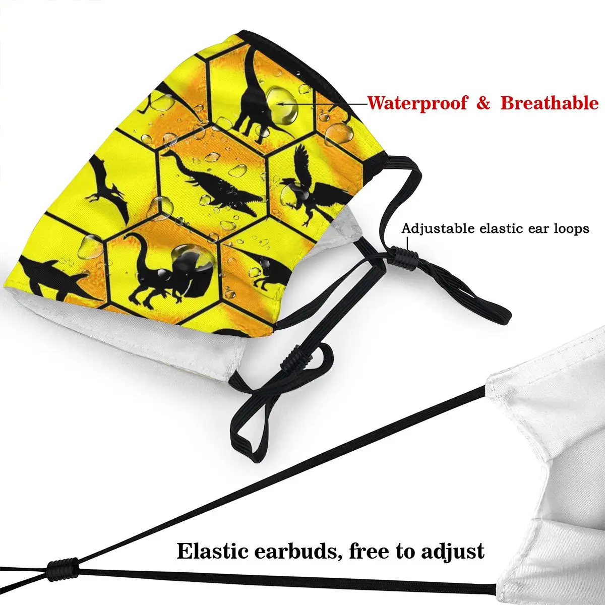 Маска для рта с динозаврами стирающаяся маска янтарного цвета потайным