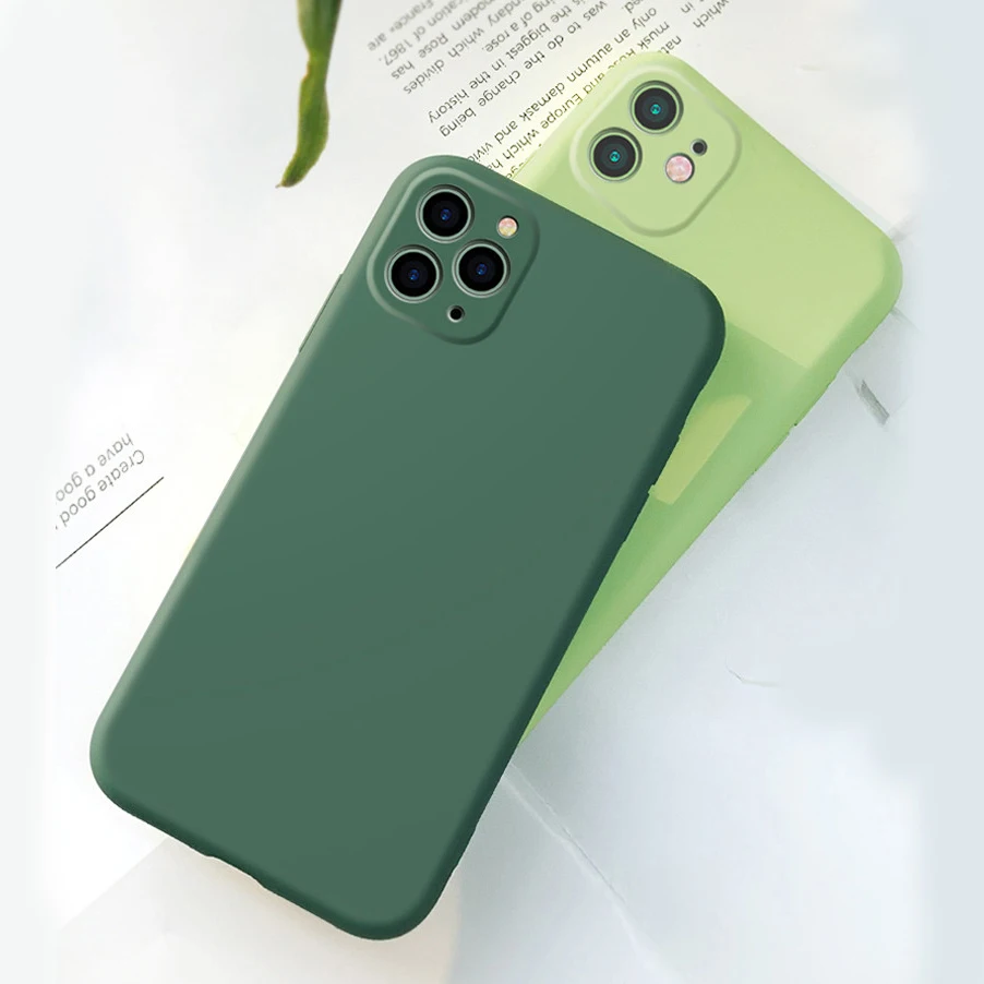 Жидкий силиконовый чехол для iPhone 12 11 Pro Max Mini мягкий XS MAX XR X SE 6S 7 8 plus полностью