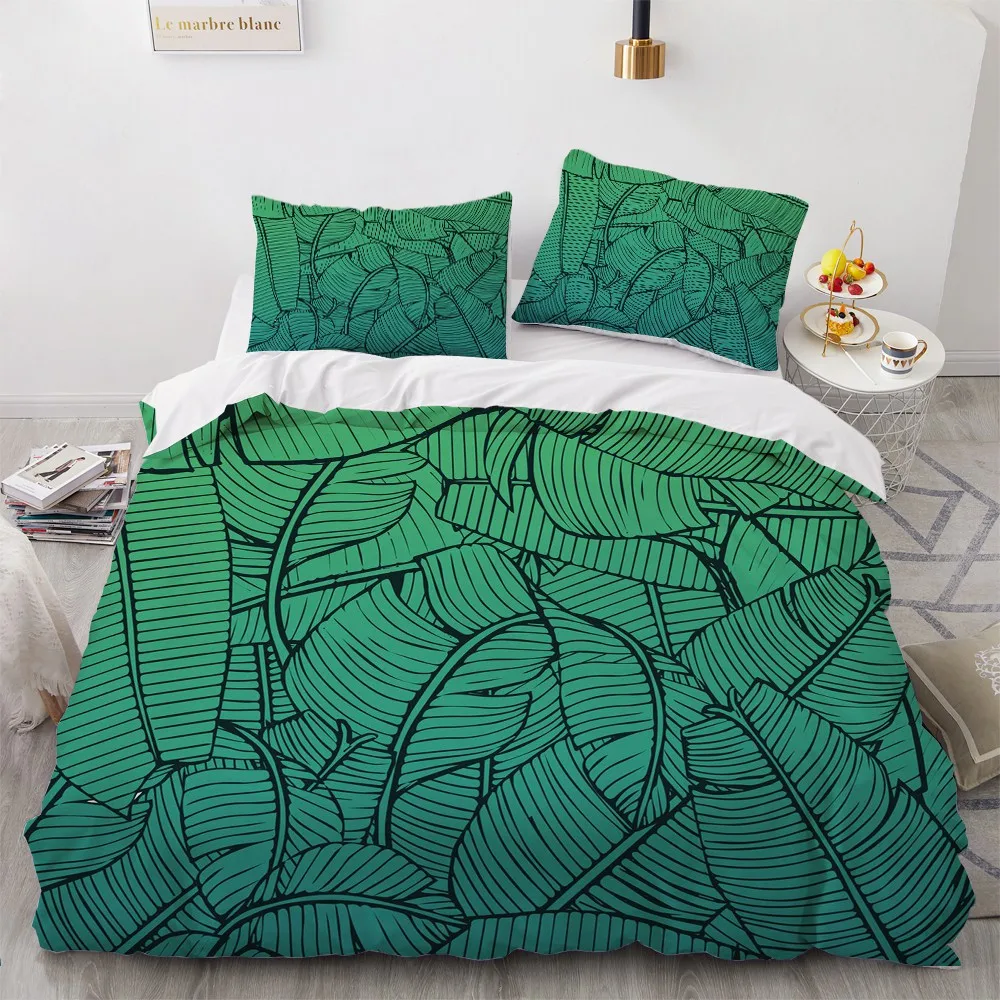 

3D Bed Linens Duvet Cover Sets Quilt Covers Pillow Shams Bedclothes Bedding Sets Twin Double Single Nordic Green Home Textile