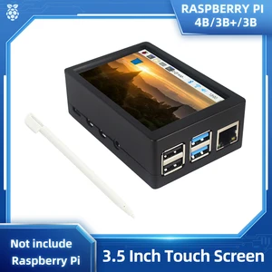 Сенсорный экран для Raspberry Pi 3,5, 480*320, ЖК-дисплей TFT, сенсорная ручка, АБС-пластик, чехол для Raspberry Pi 4, Модель B или 3B + 3B, Дополнительный вентилятор