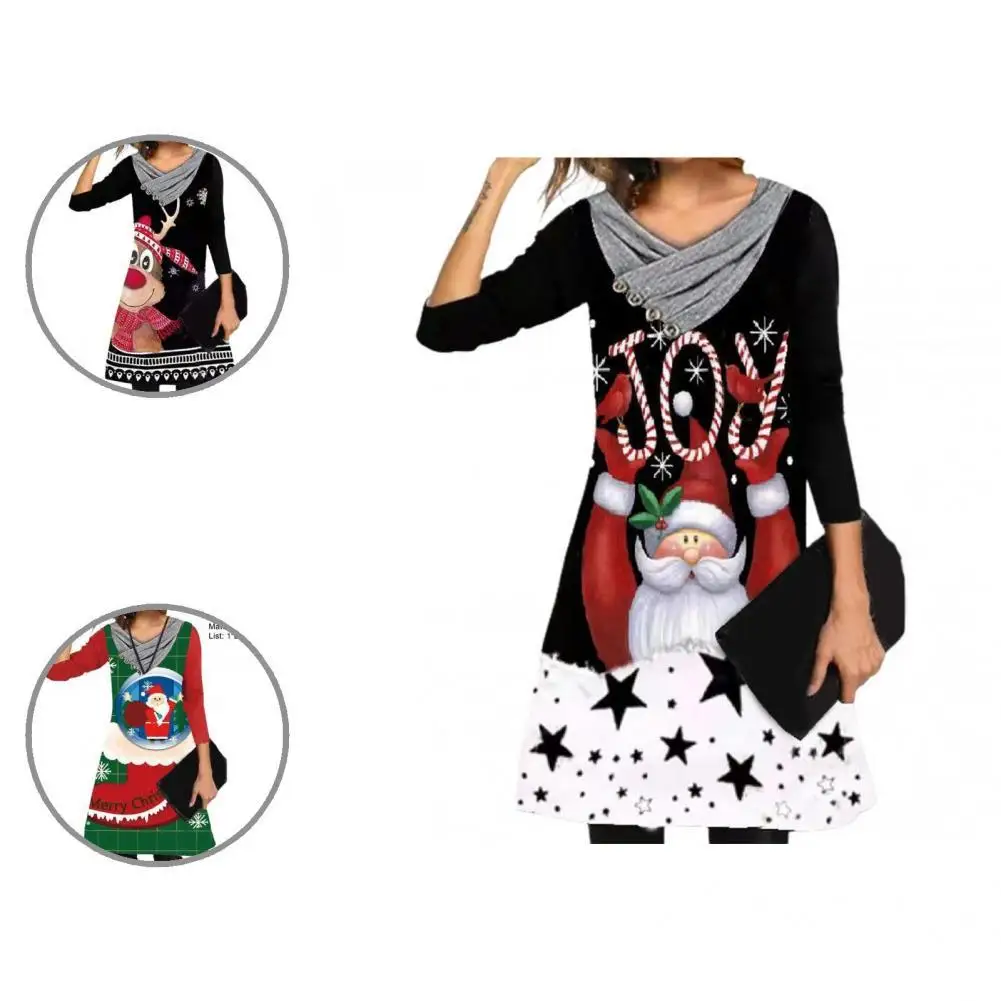 

Универсальное отличное мягкое рождественское платье, праздничное винтажное платье большого размера для работы