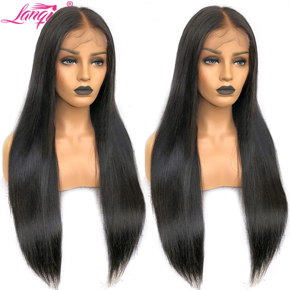 

Lanqi 4x4 Lace Closure Wig Wholesale Bone Straight Lace Front Wig In Bulk Brazilian Lace Front Human Hair Wigs For Women NonRemy