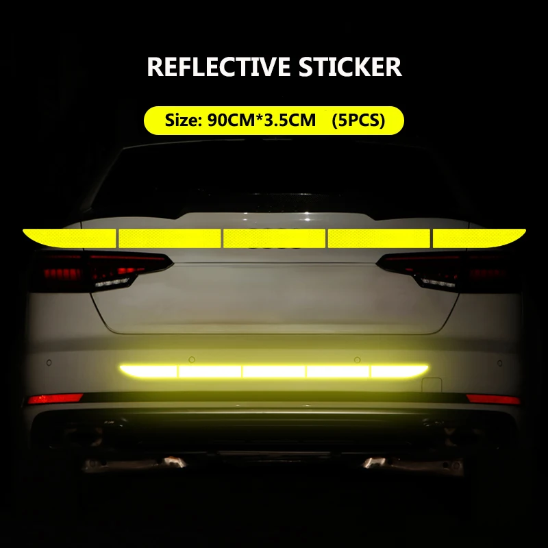Fluorescent Yellow Автомобильный стикер светоотражающий сигнальный защитный скотч пленка Авто полоса декоративный элемент для бампера отражение анти наклейки против столкновения автомобильные аксессуары - Цвет: Fluorescent Yellow