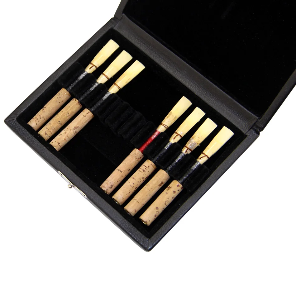 

BATESMUSIC 10pcs Oboe Reed Case Wooden + PU Leather Reed Storage Case Holder Box for Oboe