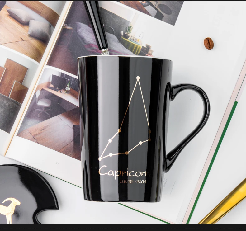 

Interesting Ceramics Mug Stirring Reusable Novelty Luxury Animal Printed Cup Personalized 1 Piece Black Handle Mugs KK60MK