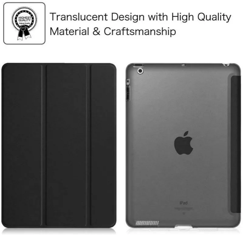 Для iPad 3 Чехол A1416 A1430 A1403 легкий чехол для iPad 2/3/4 retina дисплей полупрозрачный, с глазурью задняя оболочка Авто Режим сна/Пробуждение