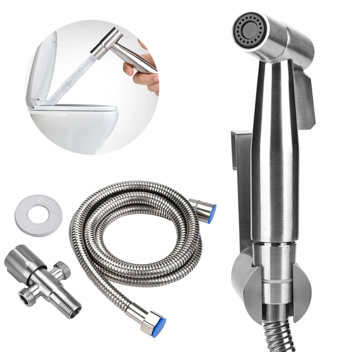 

Ручной душ головы шоу 304 Нержавеющая сталь ручной Душ биде спрей Насадки для душа Ванная комната туалет адаптер шланг комплект ручной Показ...