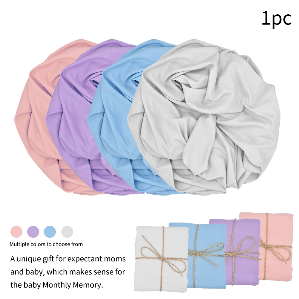 

Baby Blanket Reusable Unisex Swaddling Wraps Monthly Photography Props Newborn Elastic Warm Polyester Solid Comfortable Soft