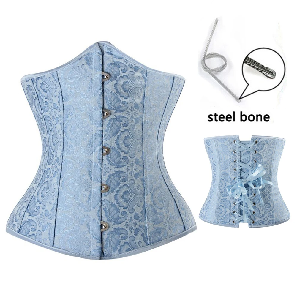 Сексуальный женский корсет из парчовой стали со спиральными косточками