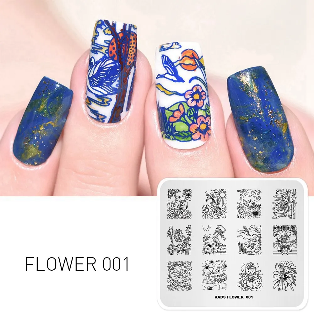 FLOWER 001 Новинка 7*8 см штамповки пластины красота дизайн из нержавеющей стали шаблоны для дизайна ногтей DIY Рождественский трафарет печать штамп-печатка - Цвет: FLOWER 001