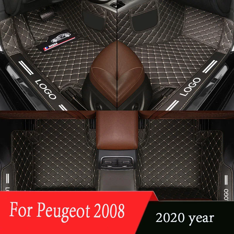 

Автомобильные коврики для Peugeot 2008 2020, аксессуары для интерьера автомобиля, коврики для стайлинга, кожаные передние и задние боковые накладк...