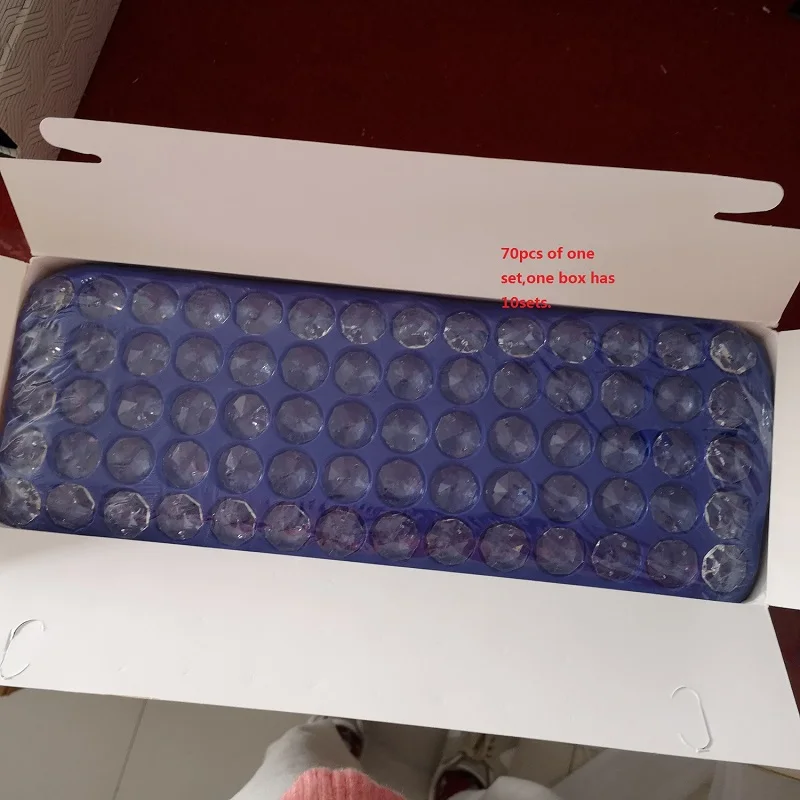 

20 мм, 1 коробка = 700 шт. прозрачных восьмиугольных бусин в 2 отверстиях для люстры, стеклянные призматические бусины