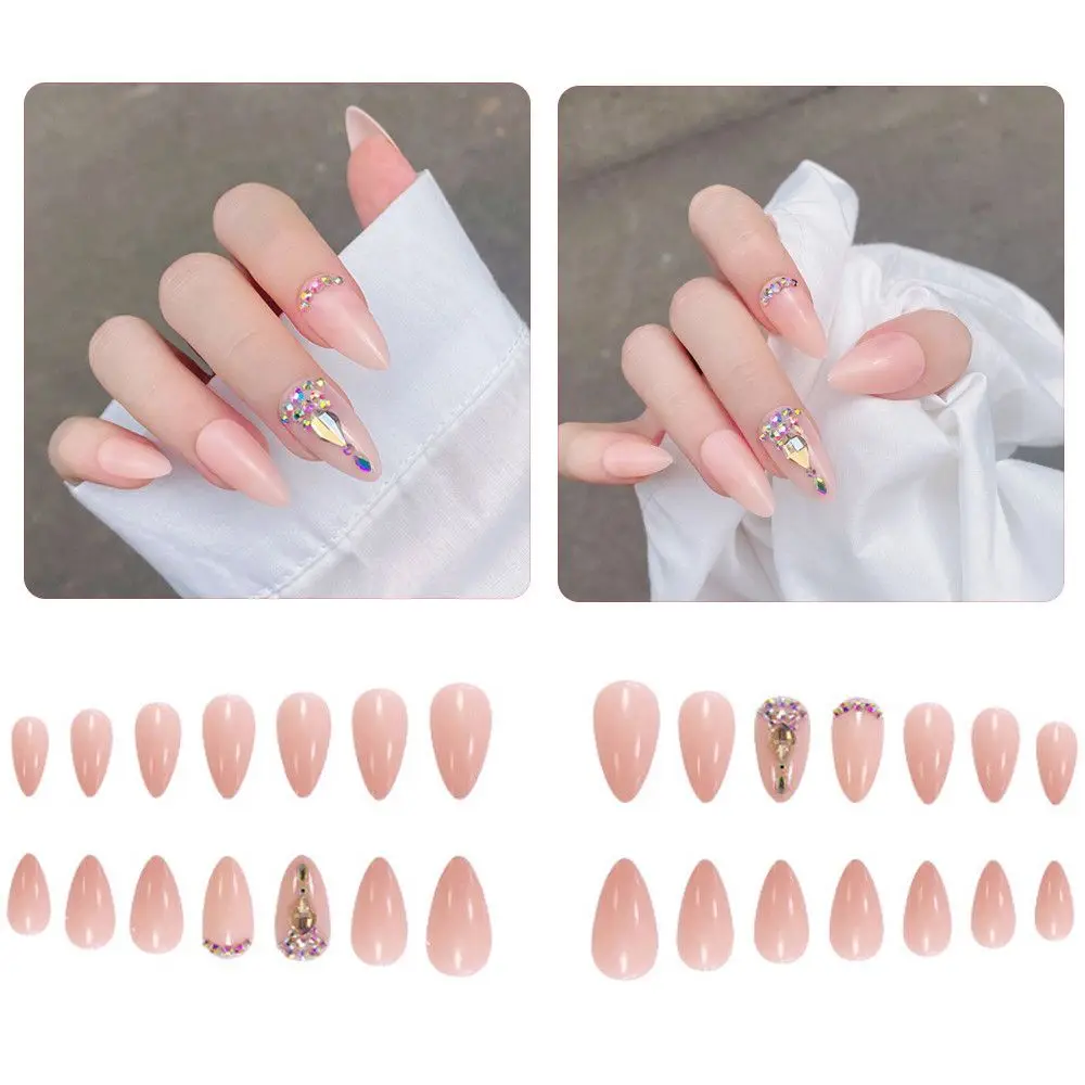 

Women Jelly Gum Nail Art Beauty Ballet Nail Tip Almond Ombre Ballerina False Nails