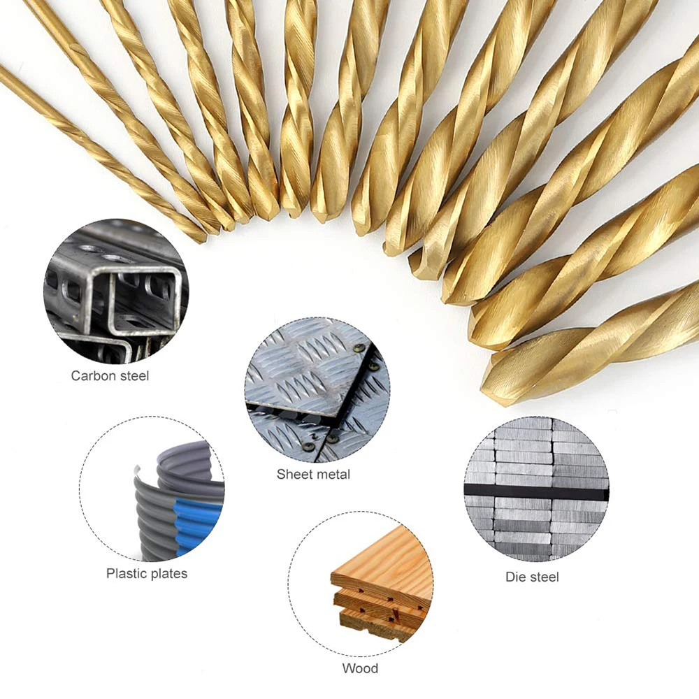 13 шт. набор сверл для левшей M2 HSS с покрытием из нитрида титана (1/16 1/4 дюйма)|Сверла|