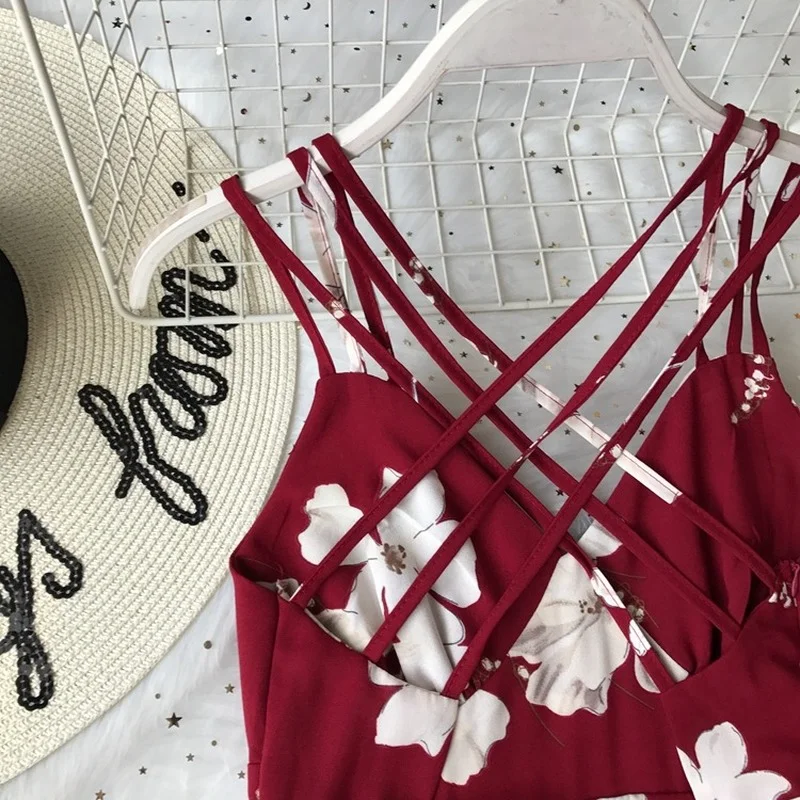 2021 Summer New Floral Women Dresses Beach Style V-neck Sexy Holiday Vacation Long Maxi Top Quality | Женская одежда