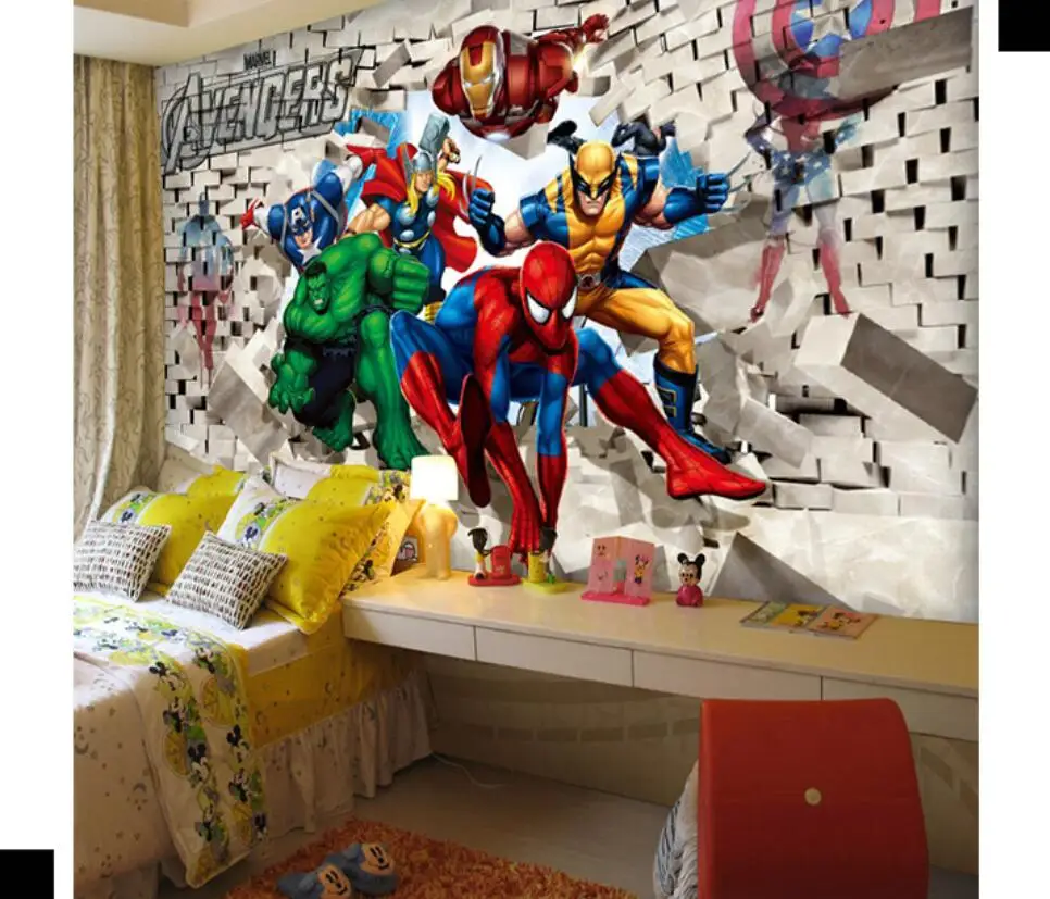Пользовательский 3D мультфильм детская комната мальчик спальня обои фон