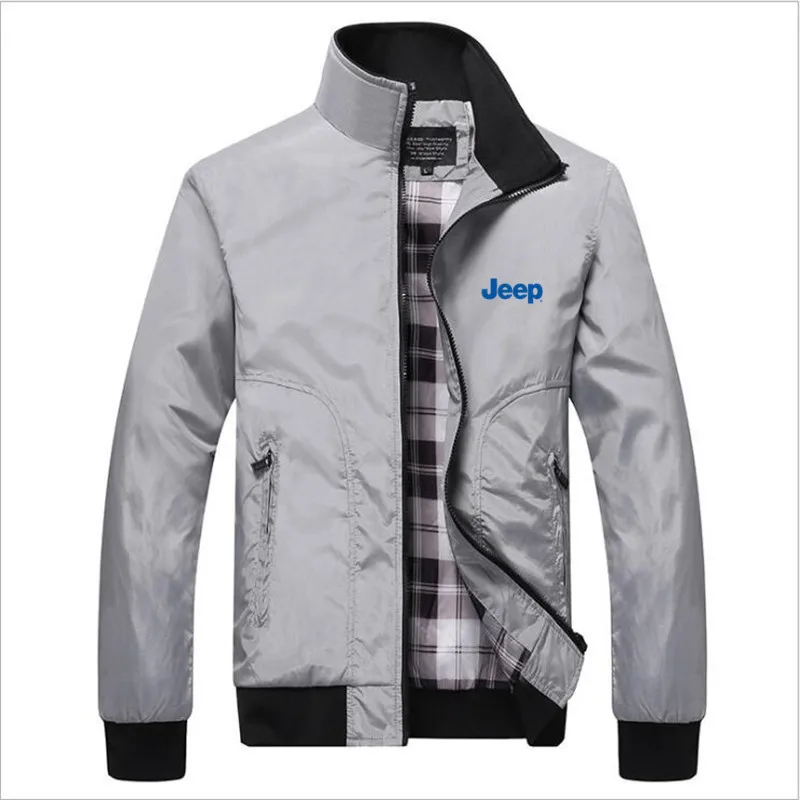 

JEEO car logo 2021 new spring and autumn men's casual zipper solid color men's bomber jacket baseball uniform jacket