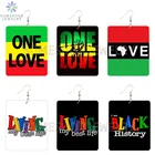 SOMESOOR африканские цвета One Love прямоугольные деревянные висячие серьги черная история жизнь лучшая жизнь высказывания с принтом Висячие Подарки для женщин
