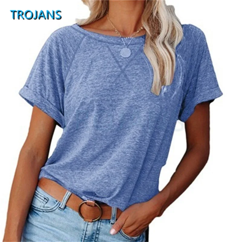 Футболка женская базовая с коротким рукавом модный топ для отдыха свободная