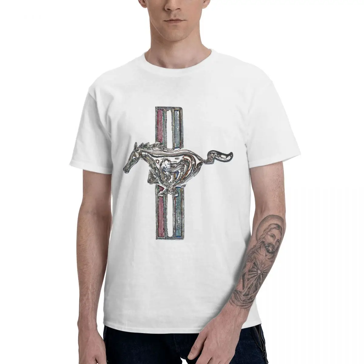 

Ford Mustang, Colored Logo T Shirts Pure Cotton Crewneck Men T-Shirts Short Sleeve Oversized Unisex Tees Hoodie Summer EU Size