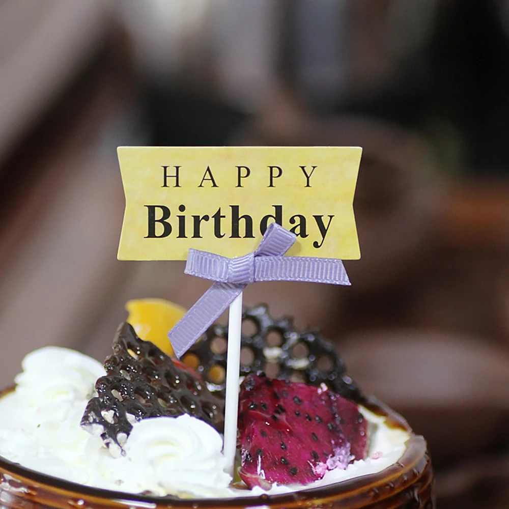 Сделай Сам С Днем Рождения буквы и бант торт кекс топперы бумажные вставки для