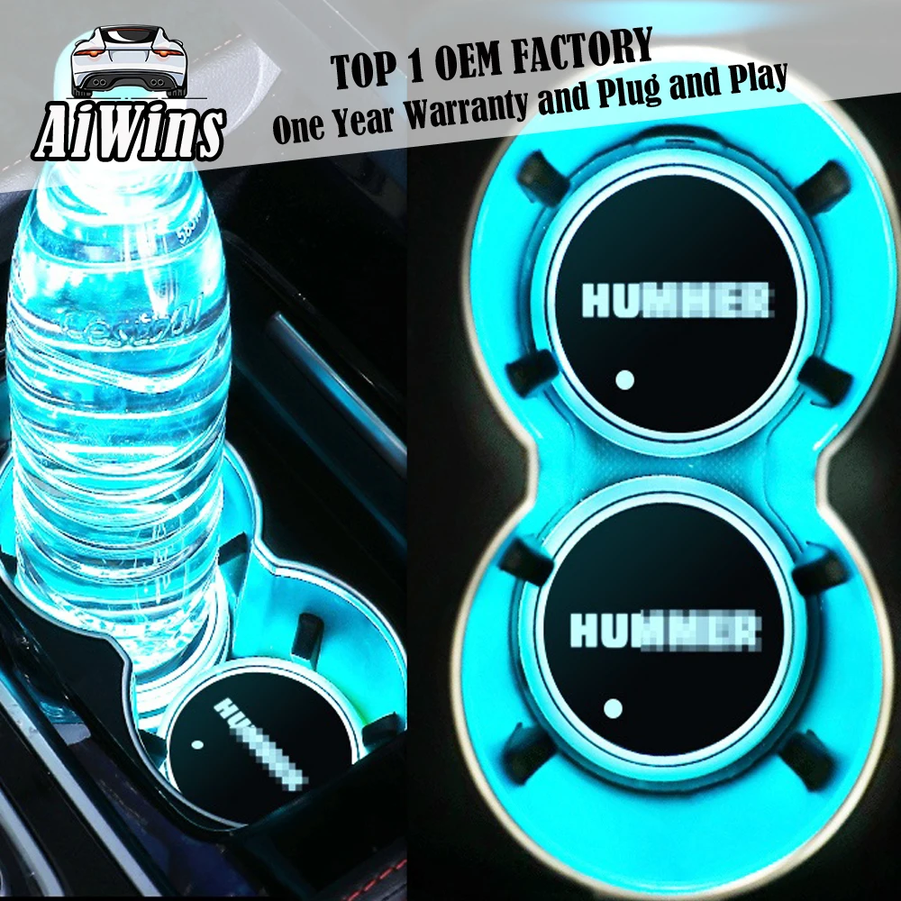 Aiwins автомобильный светящийся коврик для посуды для Hummer H3 H2 H1 автомобильный светящийся Логотип Аксессуары Atmospherelight