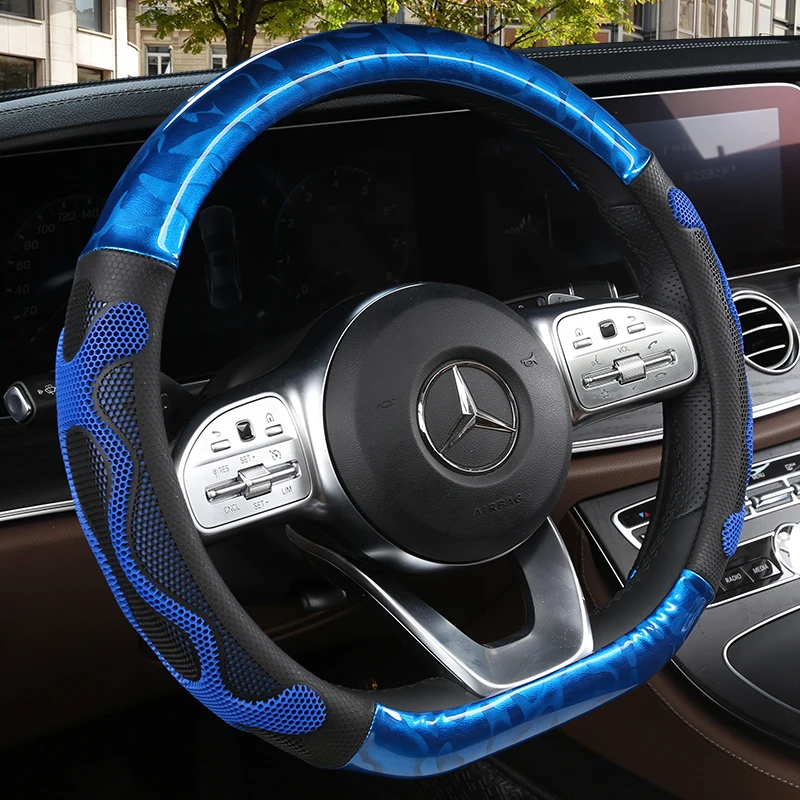 

Anti Slip Car Carbon Fiber Steering Wheel Cover for Mercedes Ben AMG 38cm Models A C CLA E GLA GLC GLE S B CLS Class Accessories