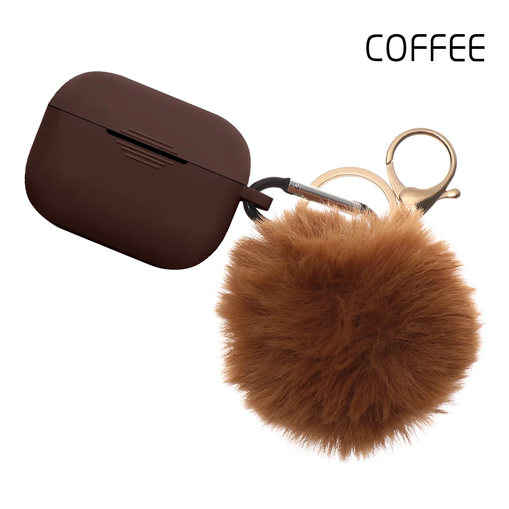 coffee for Pro Чехол для наушников, защитный чехол, силиконовый чехол, милый меховой шарик, брелок для Airpods 1/2 Pro, аксессуары, карамельный цвет - Цвет: coffee for Pro