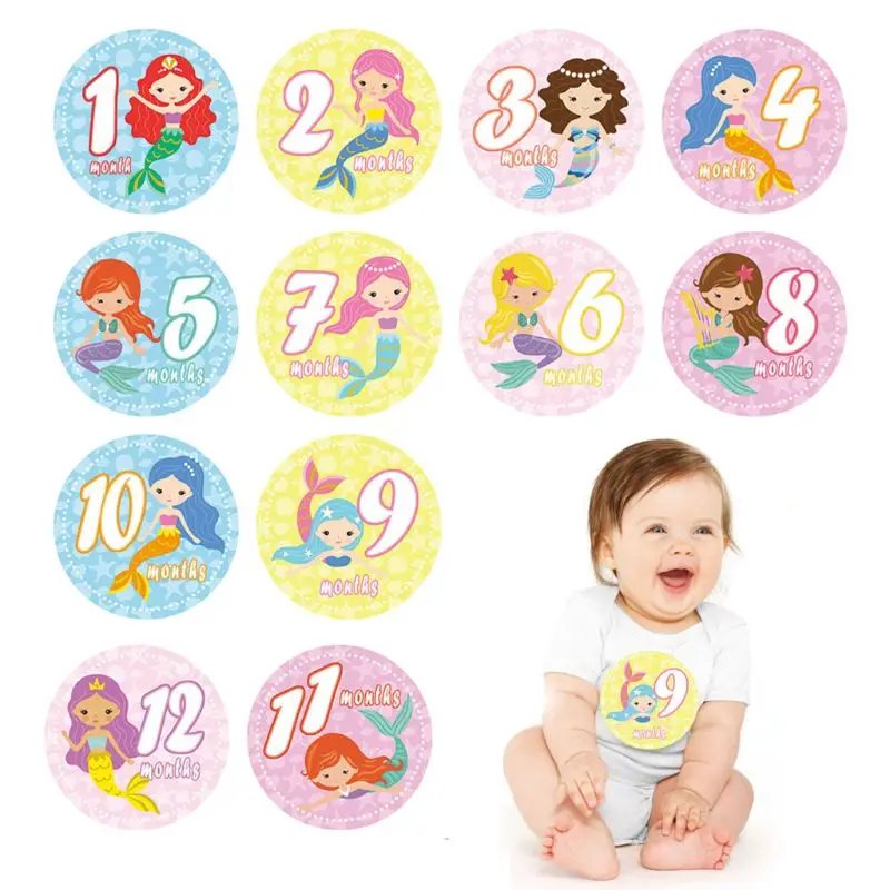 Первый год ежемесячный этап фотосъемки новорожденный мальчик девочка наклейки