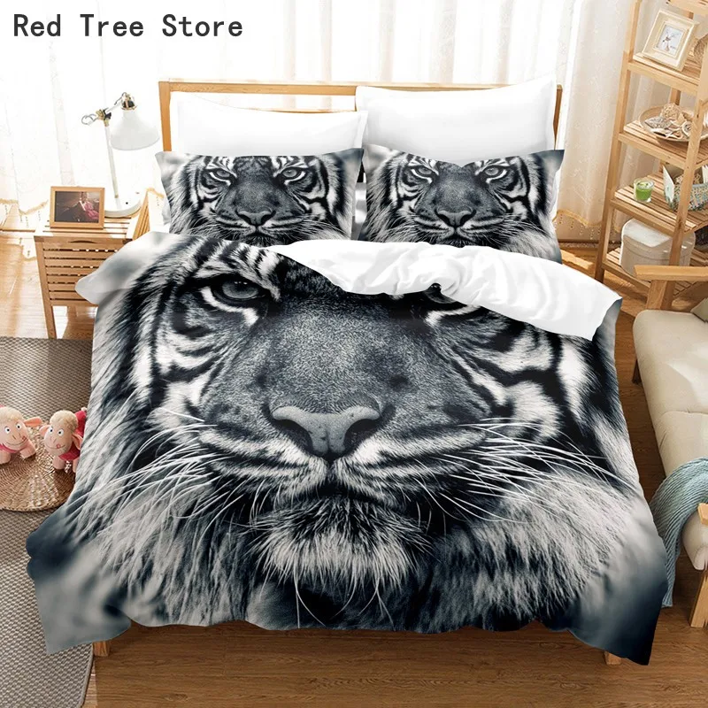 

Animal Tiger Printed Bedding Set Microfiber Comforter Duvet Quilt Cover with Pillowcase 3d Pattern Design Bedclothes Bed Linen