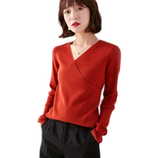

2020 Autumn Spring Women Sweater Korean Style Soild Fashion V Neck Casual Long Sleeve Female Pullovers Kintted Silm Basic Tops