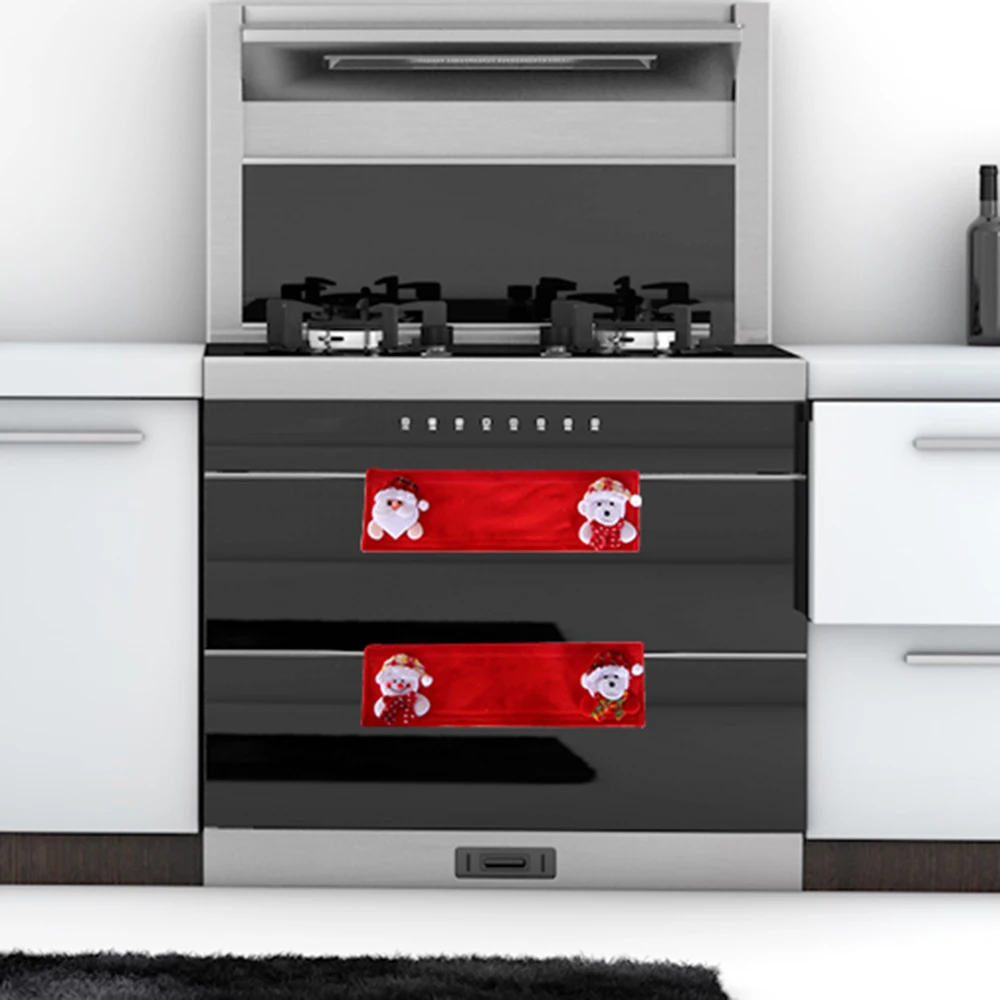 Рождественские чехлы на ручки набор из 4 предметов для холодильника защитная