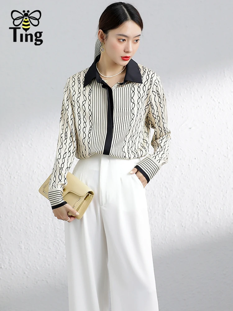 Tingfly Женская мода с геометрическим принтом Повседневная Блузка длинным рукавом и