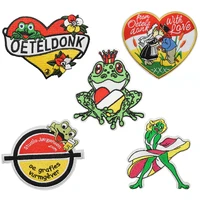 oeteldonk full embroidered frog carnival for netherland iron on patches on clothes stickers embroidered patches for the clothing