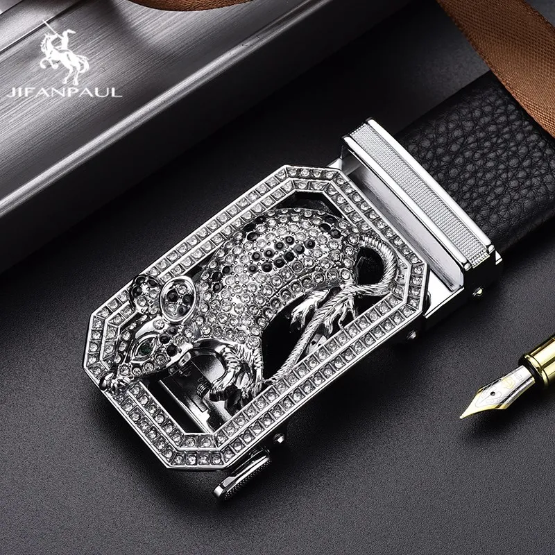

JIFANPAUL brand Leather Belts Cow Leather Luxury Fashion Men Zodiac Automatic Men Cow Genuine Leather Belts for Men luxury