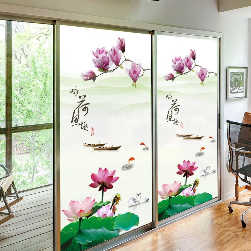 

Chinese frosted glass stickers transparent opaque film bathroom doors and windows custom decorative cellophane