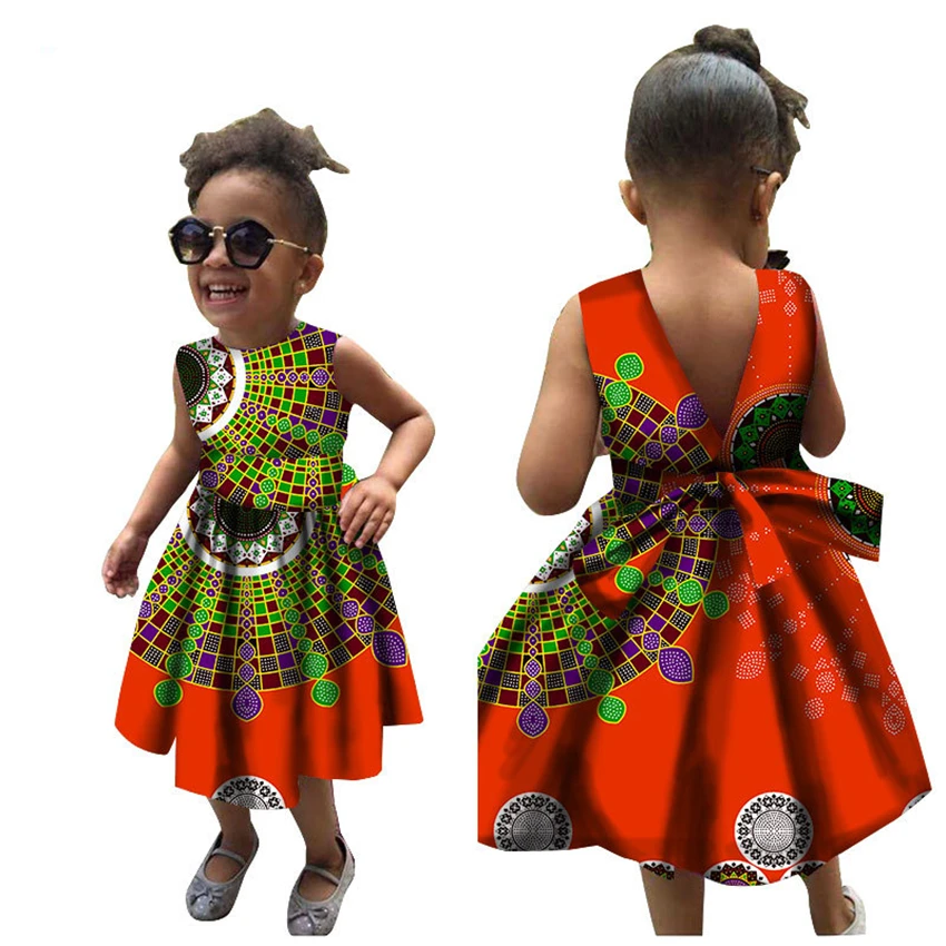 

15Color African Dresses for Girls 2020 New Dashiki Print Rich Bazin Dress Summer Sleeveless Back Lace Africa Fashion Clothes