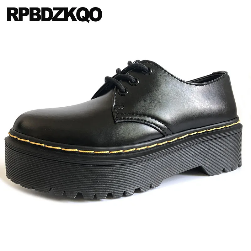 

Platform 10 Vintage Women Oxfords Shoes Muffin Creepers Large Size Lace Up Elevator Japanese Thick Sole Designer Patent Leather