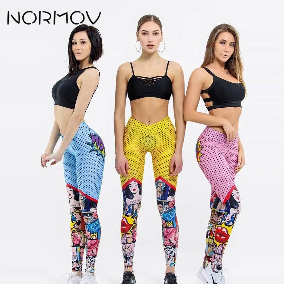 NORMOV новинка женские леггинсы с 3D принтом в горошек сексуальные для тренировок