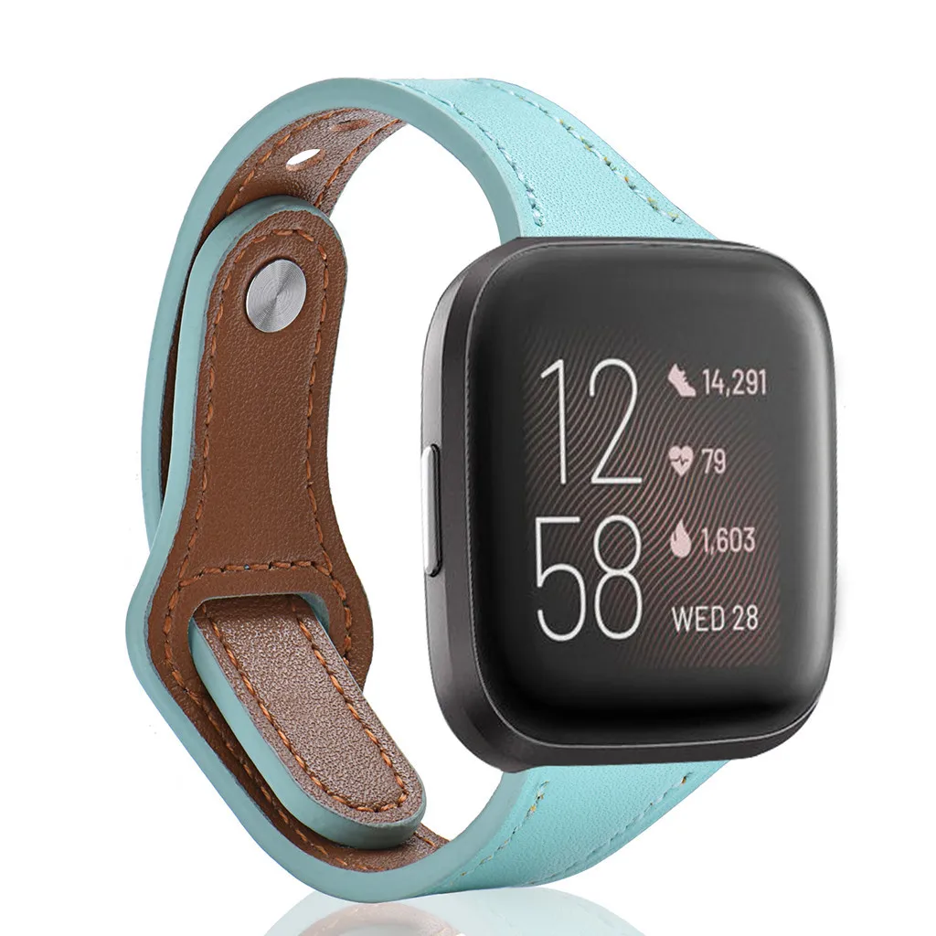 A Замена браслета роскошный кожаный ремешок для Fitbit Versa 2 Смарт часы ремешок сменный браслет наручных часов ремешок для умных часов Ремешок - Цвет: A