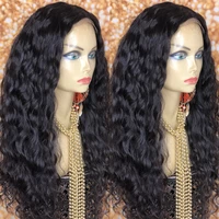 100 real human hair water wave lace wig pre plucked 12 24inches wet and wavy lace front wig for black women natural black color