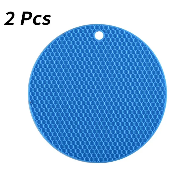 Blue-2 Pcs Многофункциональные силиконовые подставки под столовые приборы, круглые подставки для кухонной утвари, тонкие сотовые Нескользящие подставки - Цвет: Blue-2 Pcs