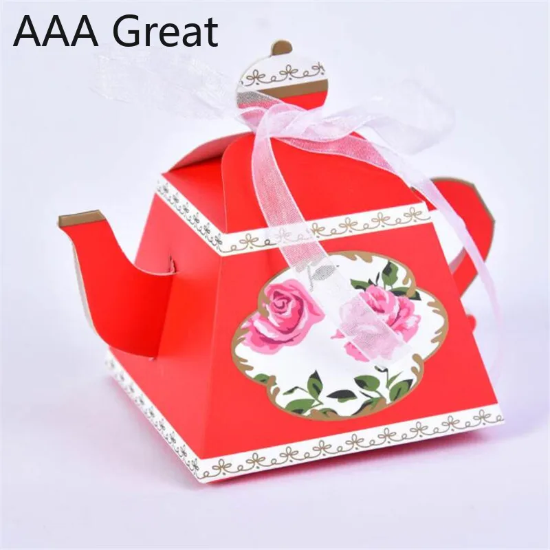 AAA Great 100 шт./лот Свадебные украшения Подарочная коробка для конфет подарочный сувенир для вечеринок коробка креативный Европейский чайник подарочная упаковка торт подарок