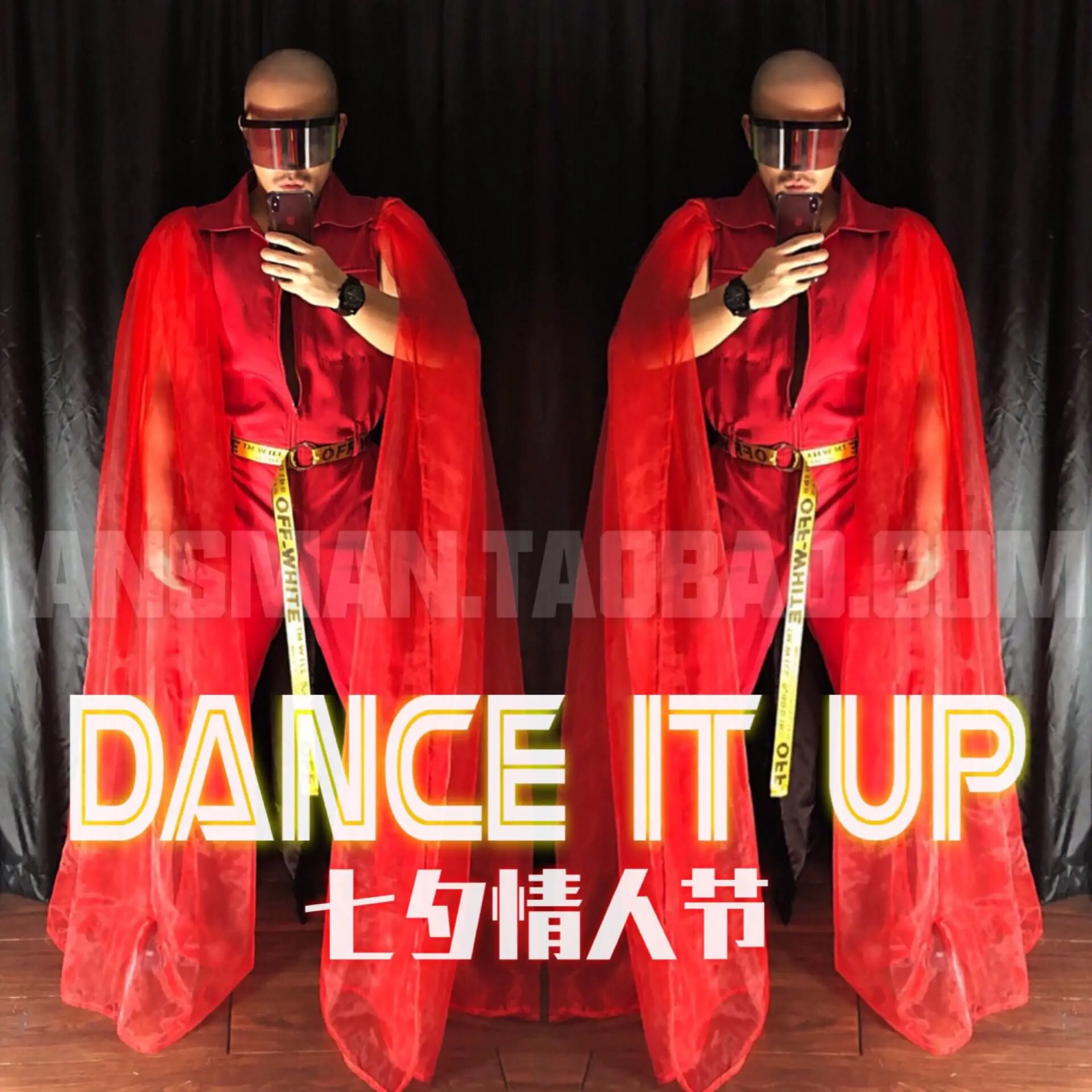 

Ночной клуб Мужской gogo День Святого Валентина Хэллоуин Рождество Вечерние сиамские оснастки + плащ-накидка на плечо пряжа костюмы ds Новинка...